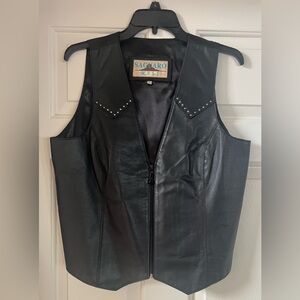 Genuine Leather Vest -Black